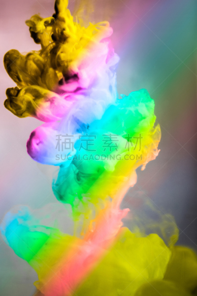 墨水,白色背景,分离着色,彩虹,垂直画幅,水,美,艺术,云,无人