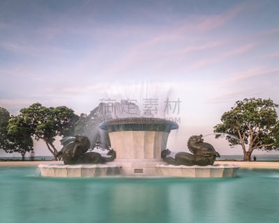 使命湾,喷泉,黄昏,水,天空,美,水平画幅,云,地形,无人
