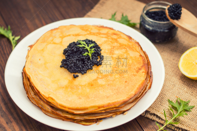 选择对焦,薄烤饼,俄式煎饼,黑鱼子酱,世华建协地面,斯利福德,水平画幅,无人,乌克兰,摄影