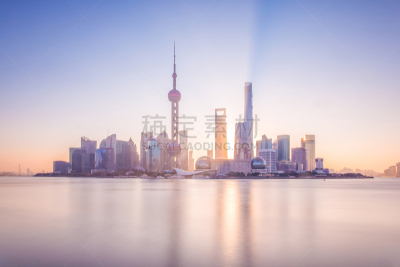 上海,水,天空,水平画幅,高视角,无人,早晨,黄浦江,户外,浦东