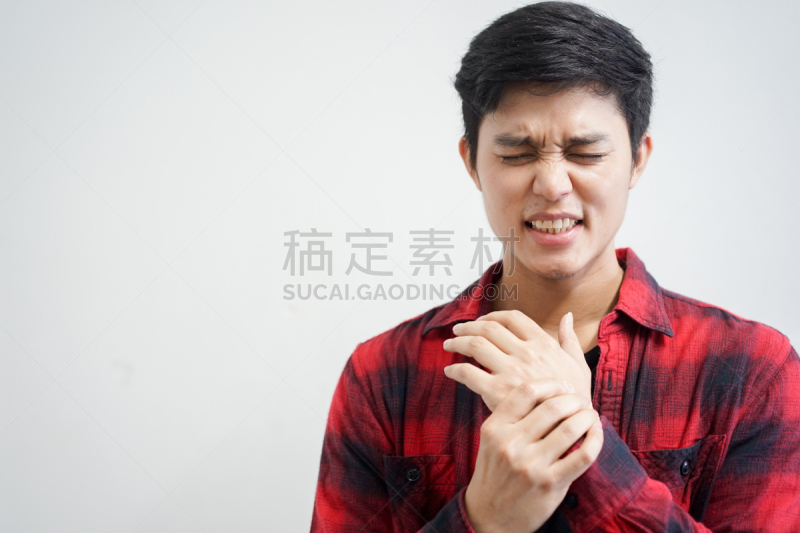 痛苦,概念,手,特写,男人,手臂,腕管症,减轻,按摩