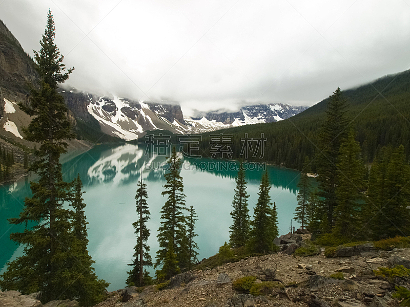加拿大,湖,山脉,自然,干净,国内著名景点,旅途,山脊,云,顶部