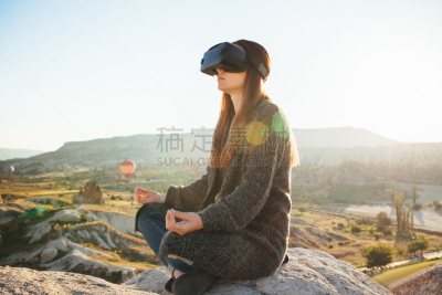 网络空间,未来,现代,技术,女人,概念,玻璃杯,卡帕多奇亚,3d眼镜,传感器