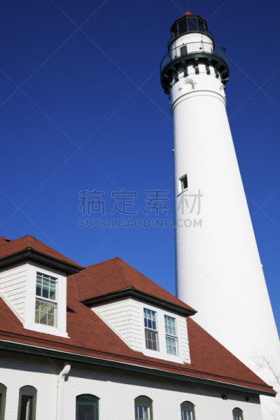 灯塔楼,风,波音达猎犬,垂直画幅,窗户,天空,美国,无人,蓝色,高大的