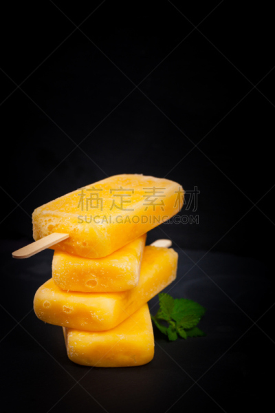 菠萝,水果,冰,冻结的,垂直画幅,冰淇淋,无人,香草兰,奶油,果汁
