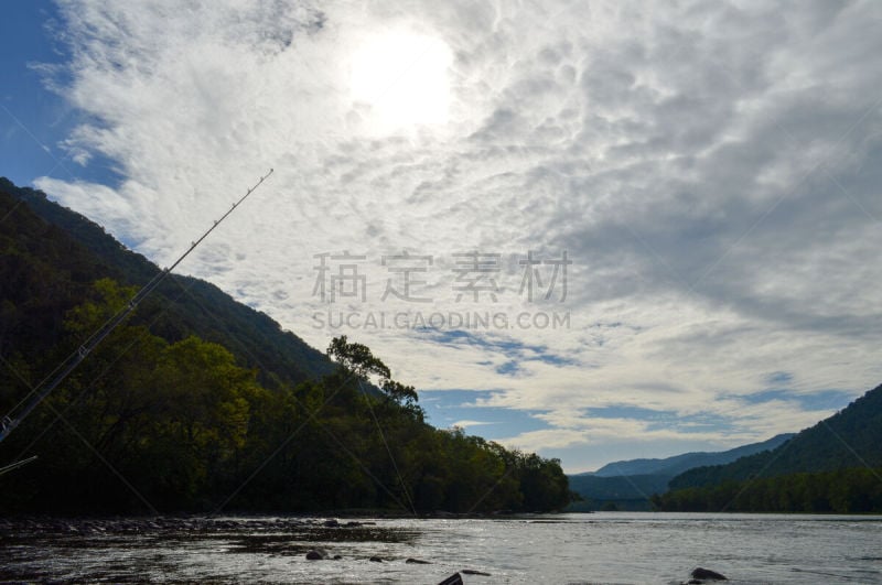 河流,水,水平画幅,地形,户外,新河,新河溪谷,湍急的,钓竿,渔夫