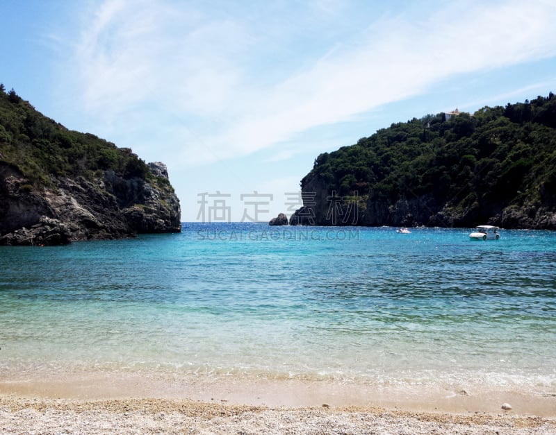 科孚,希腊,海湾,圣马洛,爱奥尼亚海,水,天空,旅行者,夏天,明亮