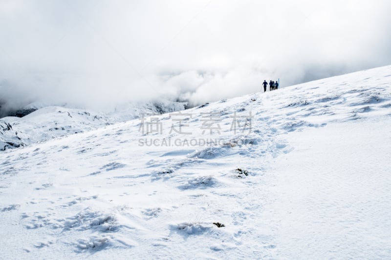 雪,山脉,人,新西兰,徒步旅行,俄亥俄河,活力,寒冷,体育团队,云景