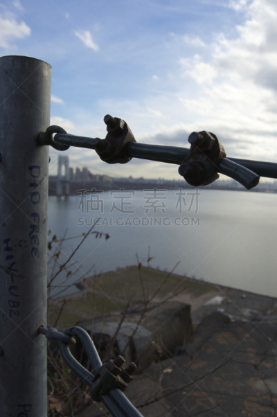 网栅栏,垂直画幅,天空,悬崖,无人,风景,乔治华盛顿大桥,篱笆,摄影