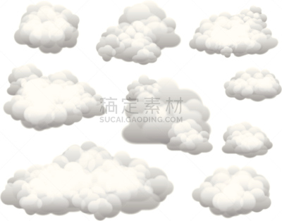 云,矢量,白色背景,积雨云,云景,雾,毛绒绒,绘画插图,自然,天空