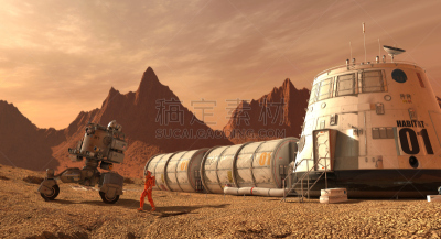 绘画插图,火星,三维图形,外星人,行星,大群动物,生活方式,天空,未来,水平画幅