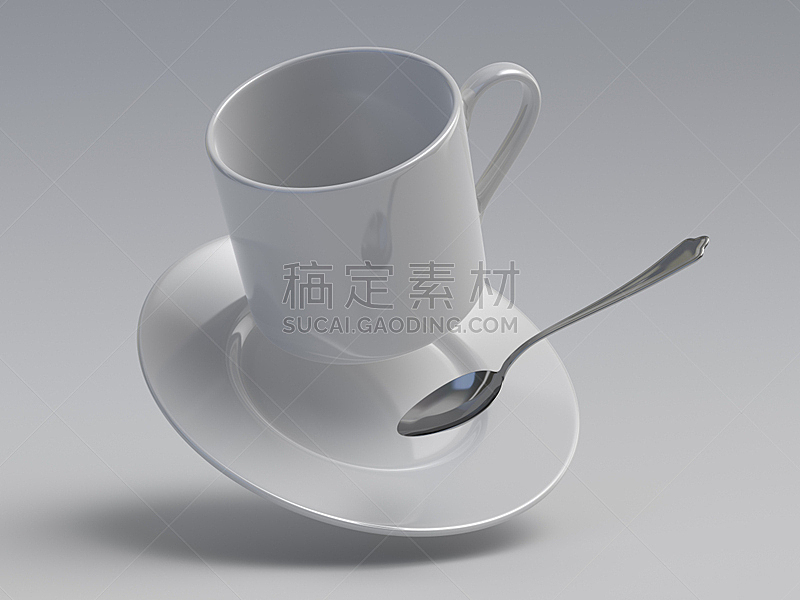 三维图形,杯,汤匙,数字0,组物体,水平画幅,形状,茶碟,早晨,瓷器