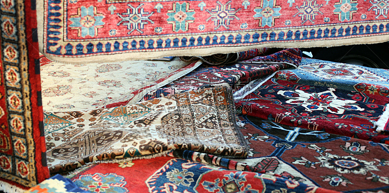 小毯子,过去,贵重宝石,羊毛,大量物体,科威特,挂毯,伊朗,水平画幅,纺织品