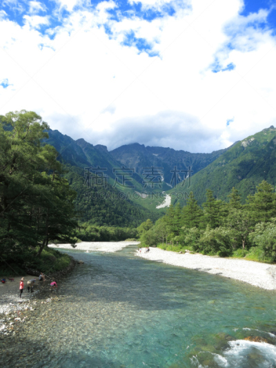 上高地国家公园,梓川,避暑圣地,长野县,环境,云,植物,河流,2015年,夏天