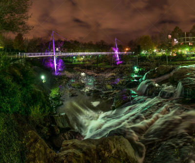 美国,liberty bridge,南卡罗来那,市区,水平画幅,地形,建筑,瀑布,无人,城市天际线