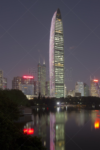 深圳,夜晚,建筑业,深圳京基100,广东省,垂直画幅,天空,未来,无人,户外