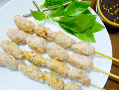 格子烤肉,球体,罗勒,香料,甜食,猪肉,开胃酱,餐具,水平画幅,开胃品