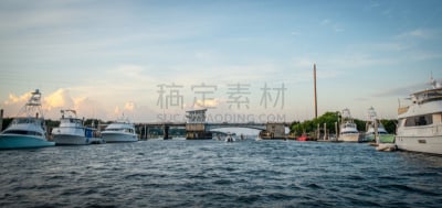 大西洋近岸内河道,水,休闲活动,客船,水平画幅,云,赖茨维尔海滩,无人,海港,曙暮光