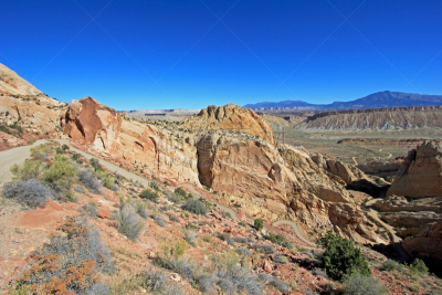小路,美国,地形,红岩石,艾丝卡兰迪峡谷,escalante,岩层,断层,陡峭,天空