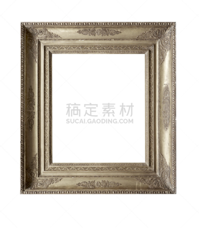 黄金,古董,边框,白色背景,分离着色,剪贴路径,垂直画幅,留白,面无表情
