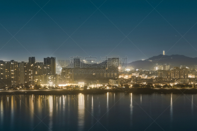 夜晚,建筑外部,广东省,江门,公亩,曙暮光,黄昏,现代,商业金融和工业,河流
