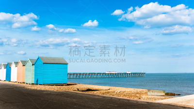 费里克斯托,萨弗克,英格兰,英国,明亮,海滩小屋,伊普斯维奇,天空,度假胜地,地名