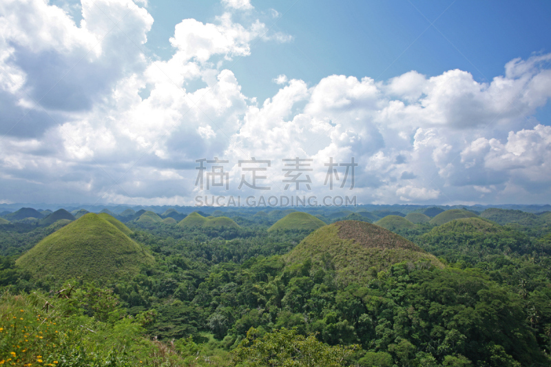 菲律宾,薄荷岛,巧克力山,看风景,查济,褐色,旅游目的地,水平画幅,绿色,地形