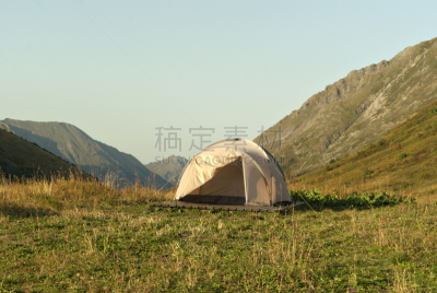 徒步旅行,山脉,帐篷,人造的,边框,水平画幅,纺织品,无人,轻的,户外