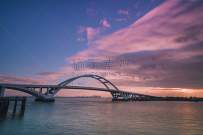 黎明,五缘大桥,西安,厦门,福建省,水,天空,水平画幅,码头,无人
