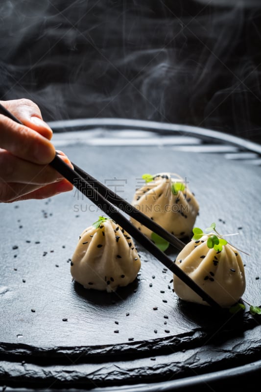 饺子,黑岩沙漠,蒸锅,塞满了的,蒸汽,蒸菜,蔬菜,食品,中国食品,餐具