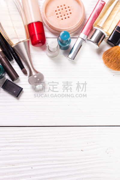 留白,彩妆,背景,商品,多样,木制,垂直画幅,艺术家,睫毛膏,化妆用品