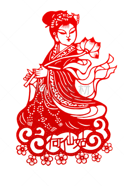 神话,垂直画幅,红色,工艺品,荷花,无人,绘画插图,纸,美术工艺