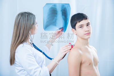 健康保健,喉咙痛,支气管炎,结核杆菌,肿胀的,儿科医师,女人,水平画幅,科学