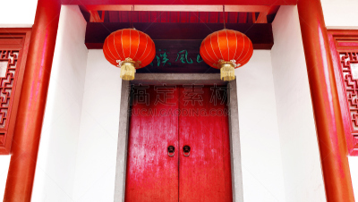 灯笼,红色,广州,水平画幅,建筑,无人,古老的,建筑外部,艺术,广东省