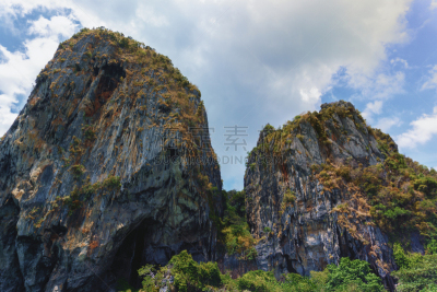 泰国,莱雷海滩,风景,悬崖,海洋,客船,甲米,旅途,热带气候,长的