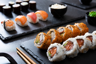 寿司,餐馆,日本,菜单,暗色,寿司米,华贵,日本食品,米,三文鱼