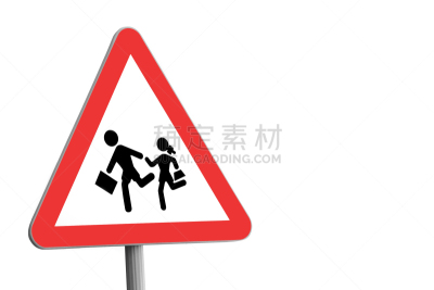 未成年学生,标志,学生通行标志,行人交叉路标志,道口标志,人行横道,水平画幅,交通标志,三角形,白色背景
