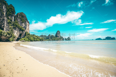 泰国,海滩,自然,偏远的,热带气候,风景,图像,海洋,石灰石,无人