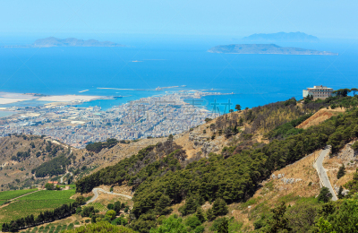 埃瑞斯,西西里,意大利,看风景,特拉帕尼,水,美,水平画幅,山,无人