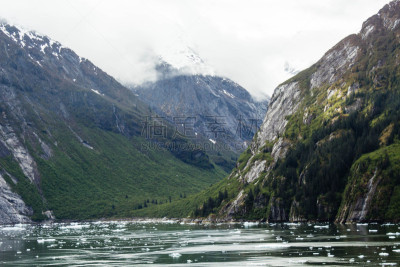 崔西冰河,山脉,峡湾,水,水平画幅,无人,户外,山,常绿树,阿拉斯加