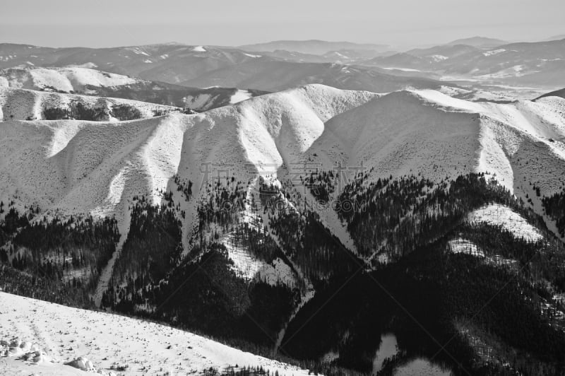 塔特里山脉,地形公园,天空,水平画幅,雪,无人,户外,山脊,冬天,山