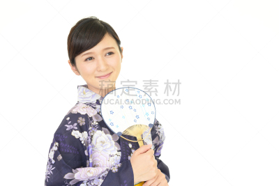 日本人,女人,七夕节,便装和服,和服,留白,半身像,健康,夏天,仅成年人