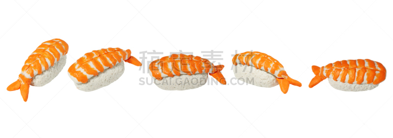 儿童游戏陶土,寿司,小的,模型,虾,背景分离,美术工艺,日本食品,食品,米