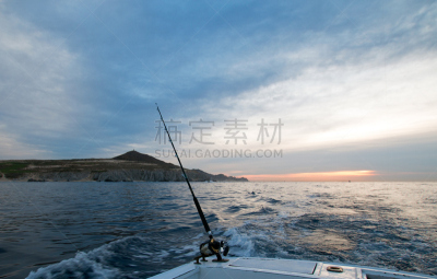 钓竿,黎明,风景,圣路卢卡斯,墨西哥,太平洋,侧面视角,拖捞船,下加利福尼亚州,水