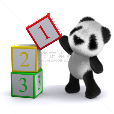 三维图形,熊猫,三只动物,数,稀缺,绘画插图,性格,卡通,数学,熊