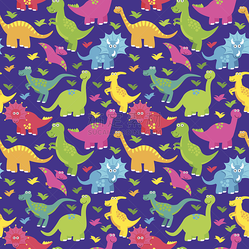 恐龙,式样,紫色背景,色彩鲜艳,三叠系,迅猛龙,迷惑龙,剑龙,三角龙,霸王龙