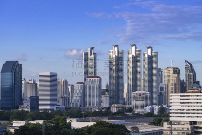 泰国,现代,天空,城市,都市风景,城市天际线,曼谷,背景,蓝色,旅行者