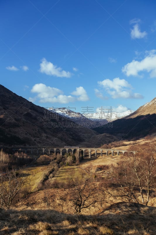 高架桥,格伦菲南地区,春天,白昼,晴朗,洛哈伯,雪山,云,黄昏,草