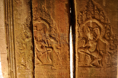 天女,舞蹈,巴扬寺,雕刻物,华塔女神,水平画幅,柬埔寨,组物体,僧院,都市风景