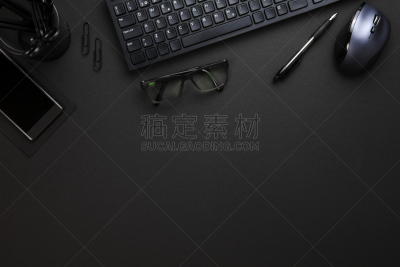 鼠标,计算机键盘,书桌,灰色,办公用品,个人随身用品,办公室,留白,回形针,水平画幅